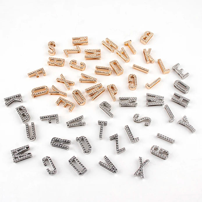 2026 Pet Supplies a Set of 26Pcs A-Z 8mm Rhinestone Slide Letter Charm DIY for Dog Collar Leather Name Bracelet Belt