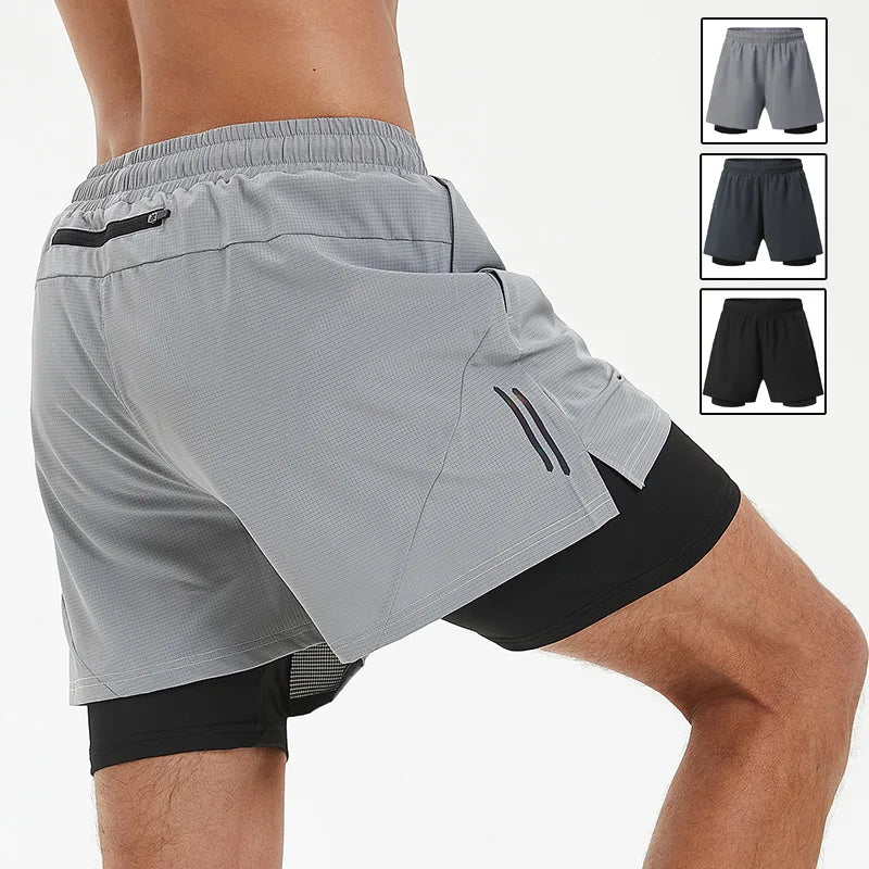 Men's Running Shorts With Compression Liner Quick Dry Gym Athletic Workout Shorts With Pockets