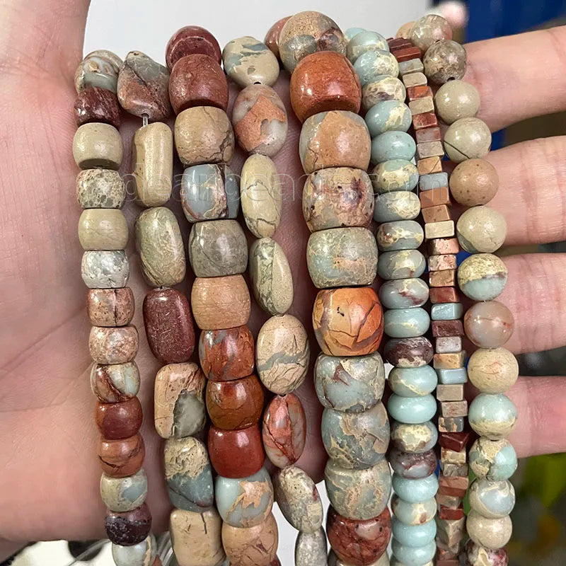 Natural Aqua Terra Jasper Stone Loose Beads Serpentine Stone Sea Sediment Jasper Bead for Jewelry Making 6mm 8mm 10mm