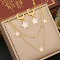 Simplicity Jewelry Shell Star Pendant Necklace Earpiece Set Fashion Temperament Waterproof Stainless Steel PVD Gold Plated