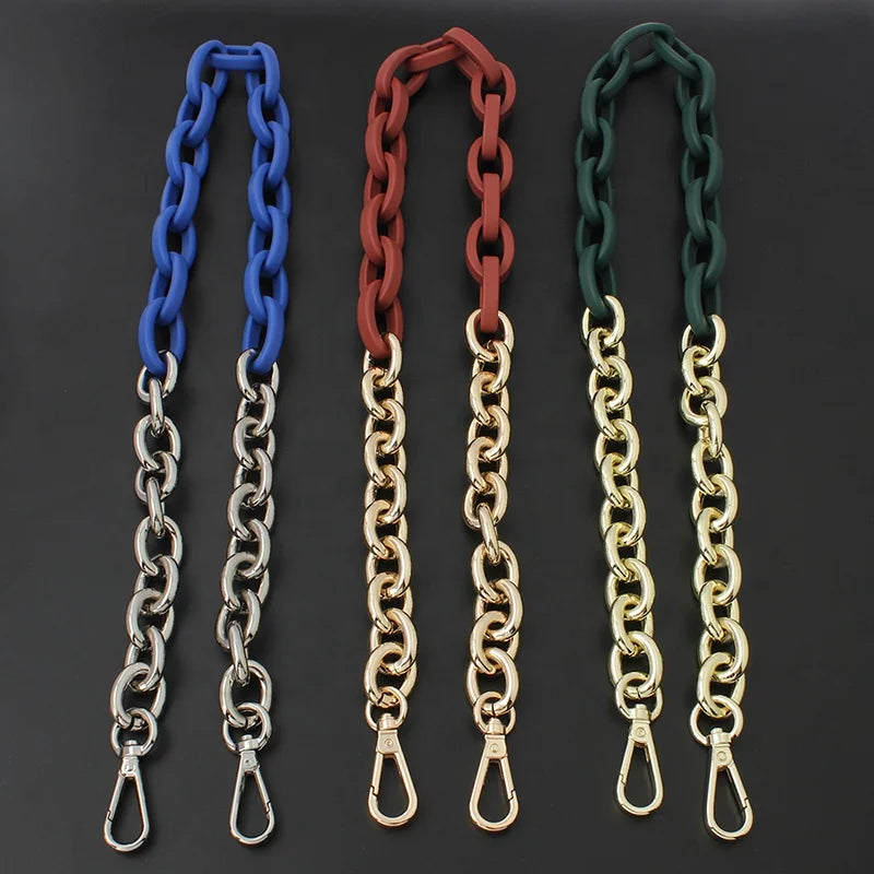 Nolvo World 9 Colors 120cm Resin Metal Long Chain in Clasps Rings for Bag Purse Crossbody Bags Shoulder Straps