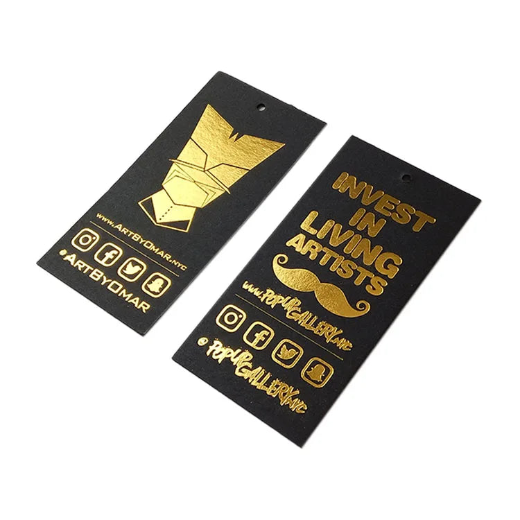 Luxury Custom Hang Tags Gold Foil Round Shape Paper T-Shirt Clothes and Shoe Bag Labels