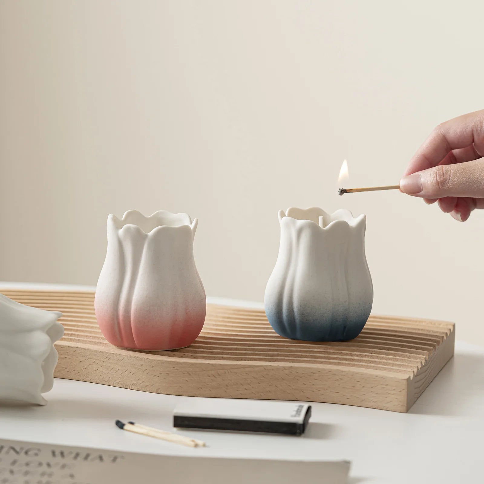 Creative Nordic Home Display Ceramic Aromatherapy Candle Cup Handmade Flower Ornament by Manufacturer