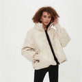 2021 Winter Thick Warm Parkas Women-Elegant Fashion PU Leather Coat Zipper Cotton Jackets Female Ladies Outwear