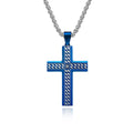 Alin Summer Explosion Men's Zircon Stainless Steel Necklace Street Hip Hop Punk Style Cross Pendant