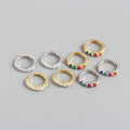 18k Gold Plated 925 Sterling Silver Hoops Rainbow Earrings Pave Colorful Cubic Zirconia Huggies for Women Girls