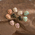 Trendy 18K Gold Plated Stainless Steel Leaf Stud Earrings for Women Geometric Oil Drop Colour Enamels Fashion Wholesale Jewelry