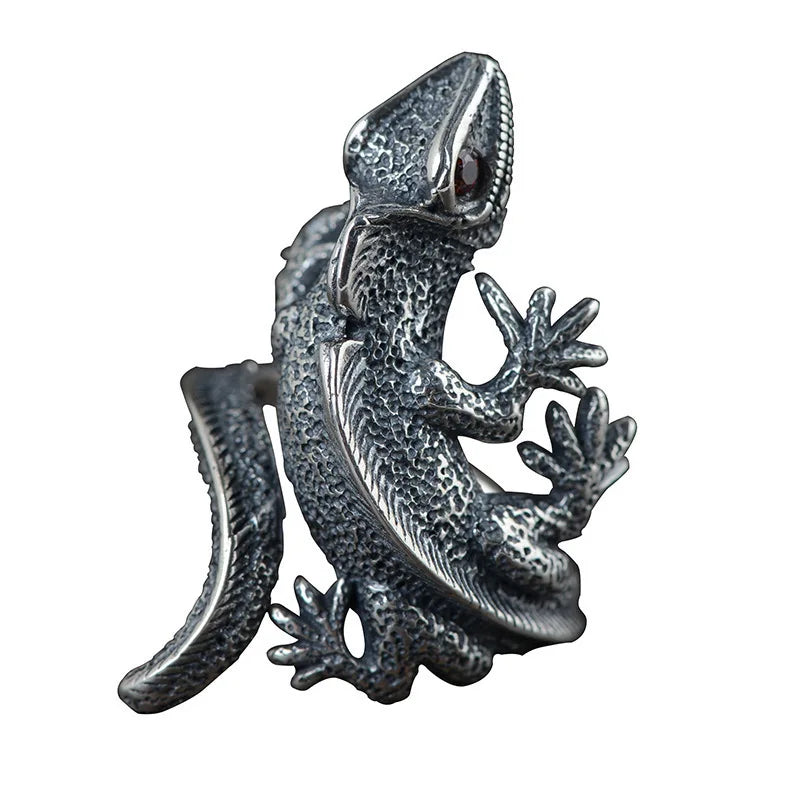 AA016409 Simple Animal Fashion Red Eyed Lizard Ring Fashion Jewelry Men's