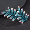 HX-251 Korea Style Cute Crystal Leaf Hairpin Colorful Rhinestone Banana Clip Elegant Duckbill Hair Clip for Ladies