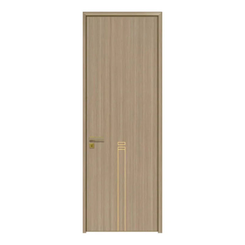 Modern Frameless Aluminum Frame Wood Door Swing Interior Waterproof Bathroom Wood Door Design