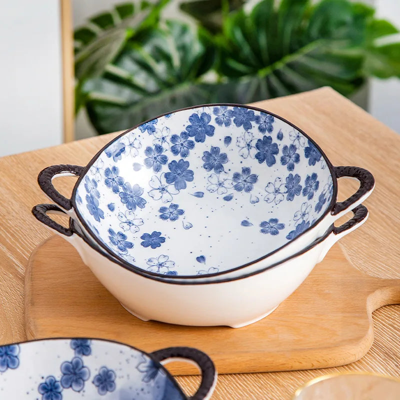 Japanese Retro Tableware for Restaurant Porcelain Noodle Bowls Food-Safe Udon Soba Pho Soup Ramen Bowls