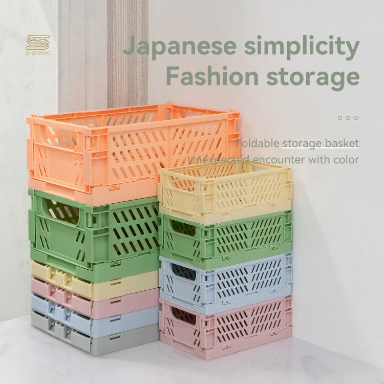 Stock Factory Durable Reliable Eco-Friendly Small Size Plastic PP Folding Storage Basket Collapsible Home Kitchen Storage Crate