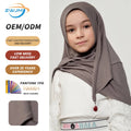 Spring Ethnic Breathable Cotton Jersey Hijab for Kids Soft Instant Bamboo Plain Style Wholesale Available