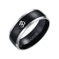 POYA Wholesale 8mm AUM OM Black Ring Finger Ring for Men Black Titanium Mens Ring Wedding Band