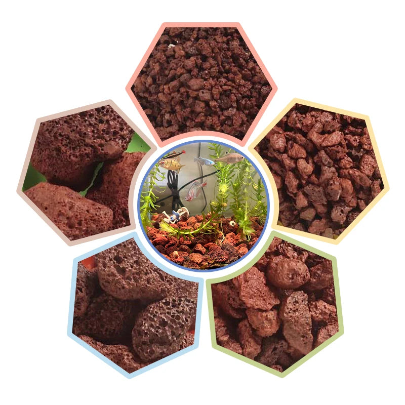 Fish tank Filtration Regulates Water Quality Volcanic RocksPark Paving Decoration Stones Black and Red Volcanic lava Rock