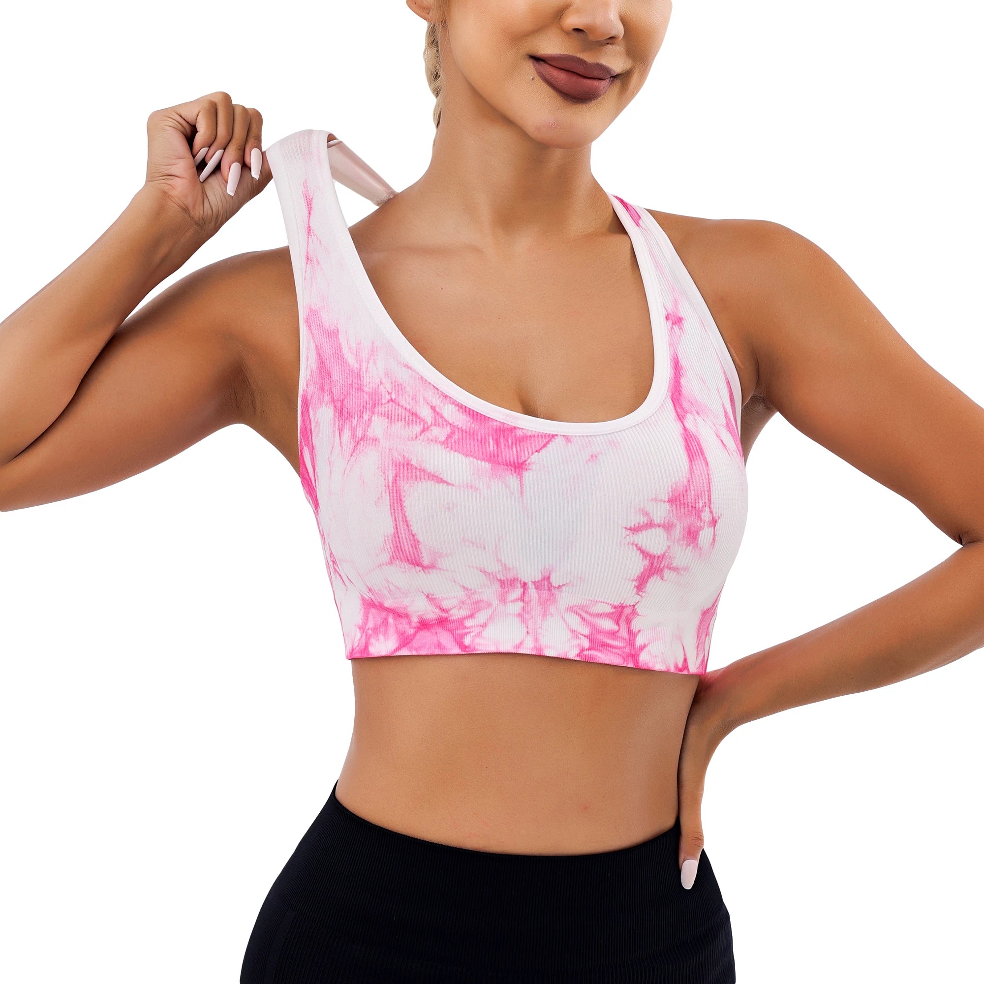 FLW Custom Logo Vest Seamless Summer Ladies Crop Tank Top Sports Bra Women's Tie Dye Tank Top