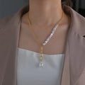 Pearl Choker Chain Necklace Gold Plated Stainless Steel Tassel Big Shell Bead Pendant Necklace