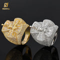 NUOYA Jewelry Hip Hop Iced Out Diamond Ring for Men Women Bling CZ Stone White Gold Plated Jesus Cross Ring Trendy Jewelry