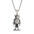 Retro Stainless Steel Skeleton Owl Pendant Animal Necklace Jewelry