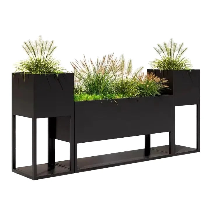 Large Outdoor Iron Planters Eco-Friendly Square Metal Flower Pots for Commercial Street Sale Outside Planters for Outdoor Use