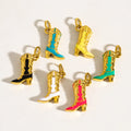 MECYLIFE Texas Cowboy Boot Pendant DIY Boots Charm Enamel Stainless Steel High Heel Pendant for Jewelry Making