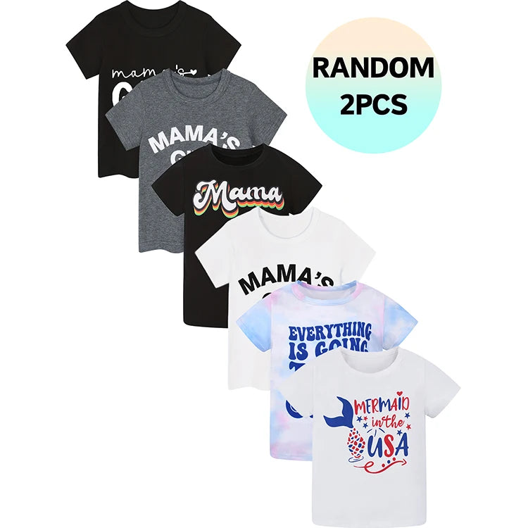 100% Cotton Kids Clothing Summer T-Shirt Animal Customized Short Sleeves Girls Mom's Personality Customizable Children's Wear