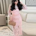 Bettergirl 2025 Spring and Summer Elastic Lace Diamond Stereo-chest Cushion Fishbone Dress High Waist Slim Sheath Dress