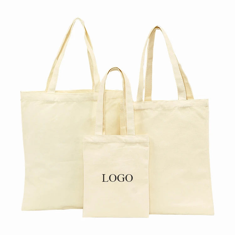 Wholesale Custom Printed Logo Canvas Tote Bags with Long Rope Handle Reusable Shopping Zipper Bags