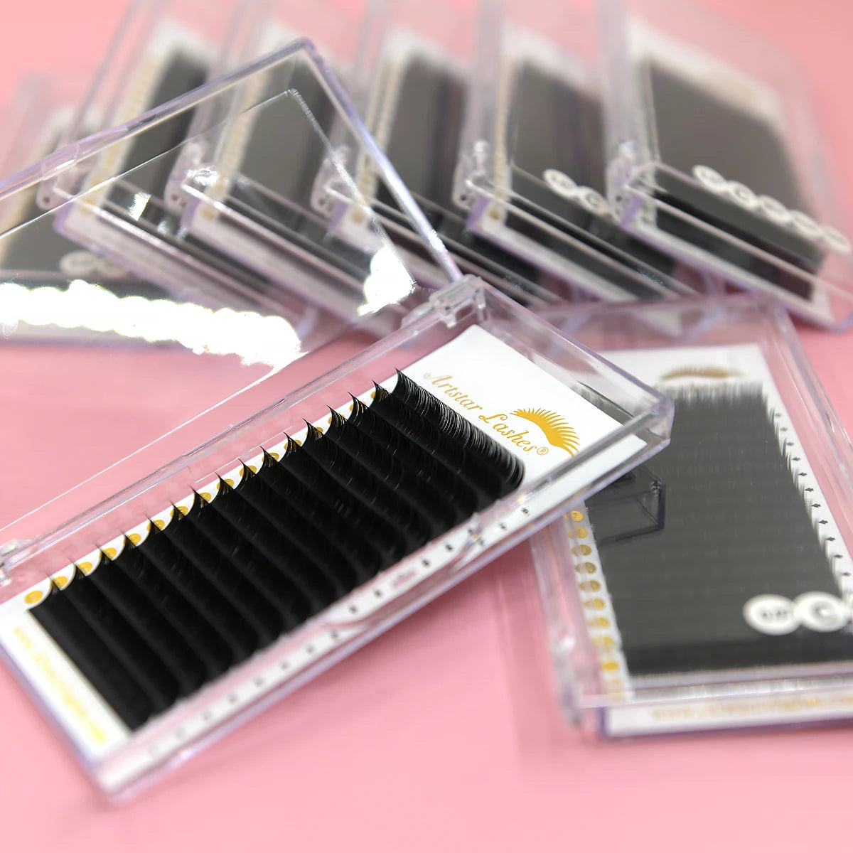 Cashmere  Matte Black 0.03 0.05 0.07 C CC D  Custom Logo Mega Volume Velvet Individual Mink Eye Lash Extension Trays Wholesale