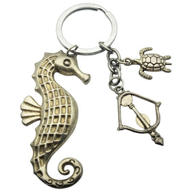Wholesale Custom Metal Design Logo Cartoon Marine Animal Keychain Zinc Alloy Turtle Hippocampus Arrow Key Holder