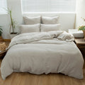 QDTEX 100% French Linen Bedding Set Stone Washed Duvet Cover Set 3 Pcs Set of Duvet Covers