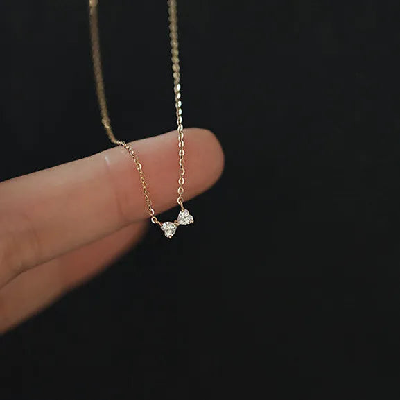 Rainbowking Customized Gold Diamond Heart Bow 925 Sterling Silver Choker Chain Jewelry Women Necklace Set Colar Custom Jewelry