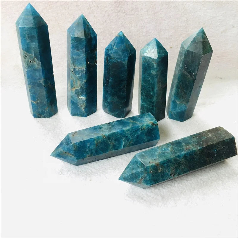 Wholesale  Natural Crystal Tower Hand Made Blue Apatite Quartz Crystal Point Wand for Decoration