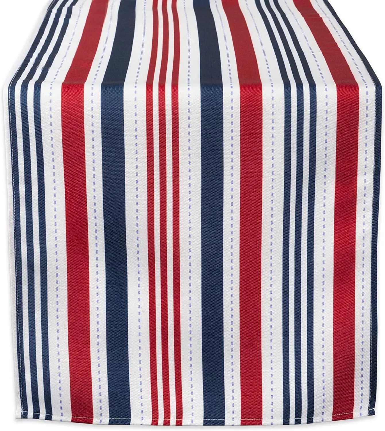 14x108 Polyester Red and Blue Print Single Layer Outdoor Water Repellant Party Decorative Stripe Table Runner