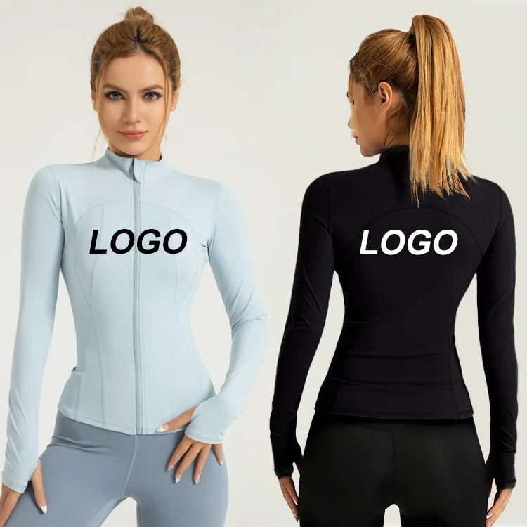 Customized Running Training High Quality Long-sleeved Yoga Clothing Zipper Quick Dry Running Jackets Girls Yoga Jacket