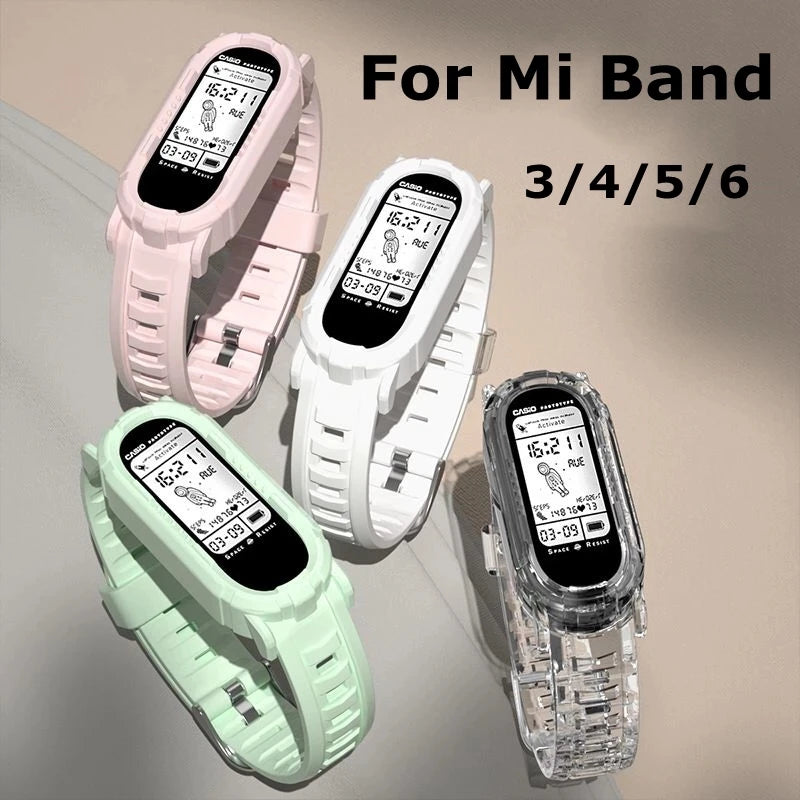 Clear Silicone Replacement Bracelet Pink Green Color Wristband Strap for Xiaomi Mi 6 5 4 3 Correa Wrist Belt
