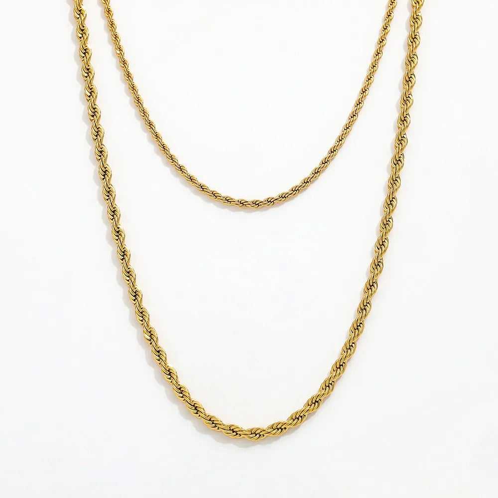 Joolim Jewelry 18K PVD Gold Plated Layered Rope Chain Necklace Trendy Jewelry Wholesale