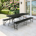 180cm Portable HDPE & Iron Folding Bench Lightweight Recycled Plastic Picnic Park Bench for Outdoor & Bathroom Use