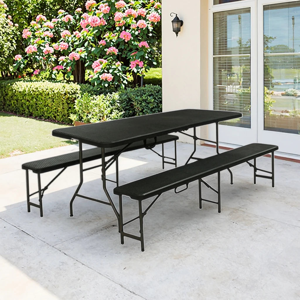 180cm Portable HDPE & Iron Folding Bench Lightweight Recycled Plastic Picnic Park Bench for Outdoor & Bathroom Use