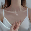 Silver Color Butterfly Necklace Shiny Zircon Pendant Ladies Elegant Clavicle Chain Wedding Jewelry Holiday Gift