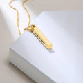 Unisex Jewelry Personalized Vertical Bar Necklace Custom Bar Necklace 4 Sided Bar Necklace Engraved Words