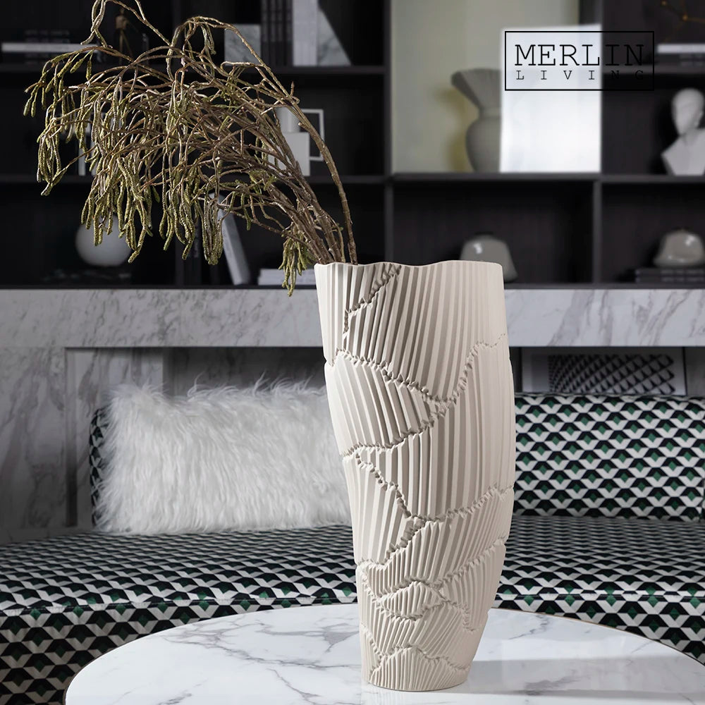 Merlin Living Decorative Big Tall Living Room Home Decor Modern Colorful Vase Matte Textured Large Floor Vase for Ceramic Vase