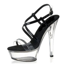 Transparent crystal heel 6-inch pole dance high-heeled shoes banquet women's party high-heeled sandals Club crystal sandals