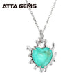 The New Listing Luxury Paraiba Pendant Necklace Jewelry Neon Blue Paraiba Gemstone 15*15mm Heart Shape 925 Silver Necklace