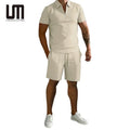 Liu Ming Clearance Sales Custom Logo 2025 Fashion Men Summer Short Sleeve Casual Suit T Shirt Shorts 2 Pcs Set