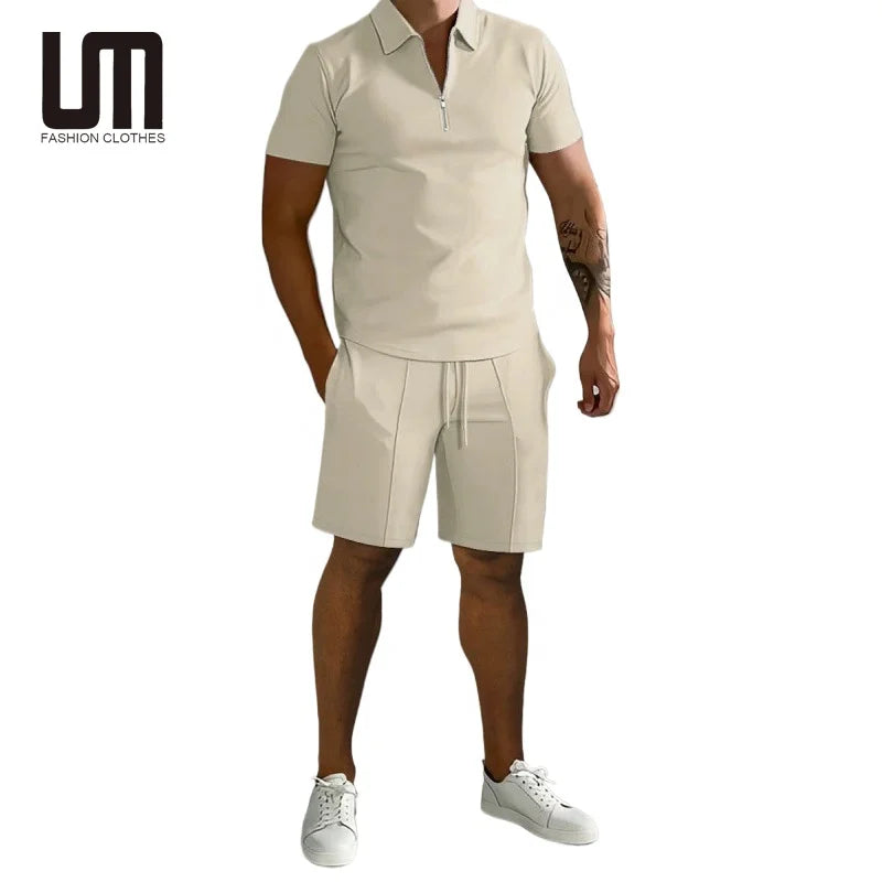 Liu Ming Clearance Sales Custom Logo 2025 Fashion Men Summer Short Sleeve Casual Suit T Shirt Shorts 2 Pcs Set
