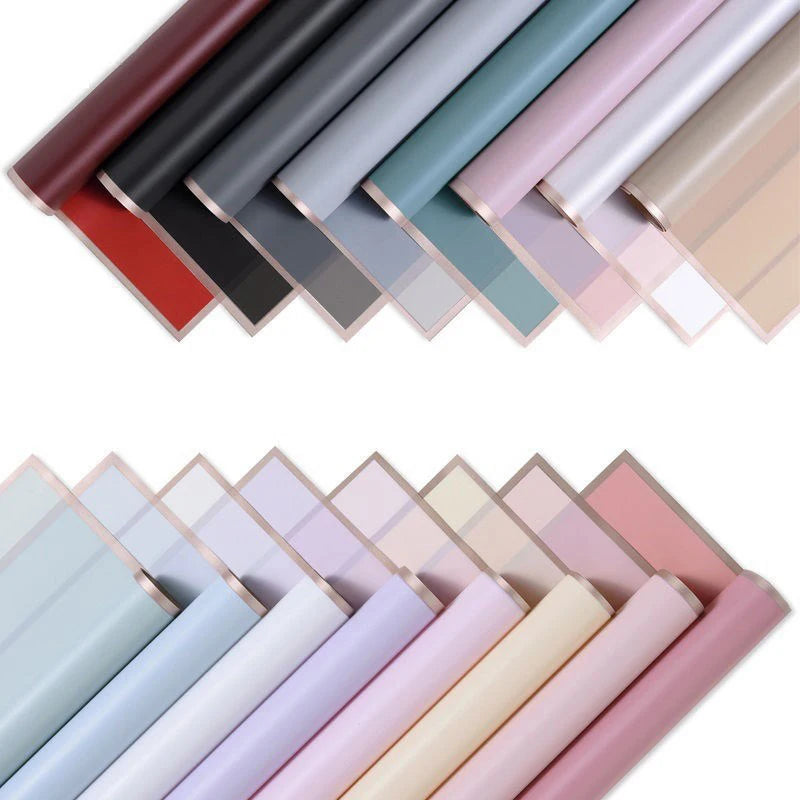 Tonodo Wholesale Plastic Waterproof Golden Edge Floral Bouquet Packaging Korean Style Matte Flower Paper