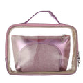 New Arrival Fashion Silver Golden Pink Soft Glitter PU Leather Travel Waterproof 3 Pcs Set Makeup Zipper Cosmetic Bags for Women