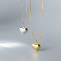 925 Sterling Silver Solid Love Heart Pendant 18K Gold Plated Snake Chain Necklaces Fashion Jewelry for Women