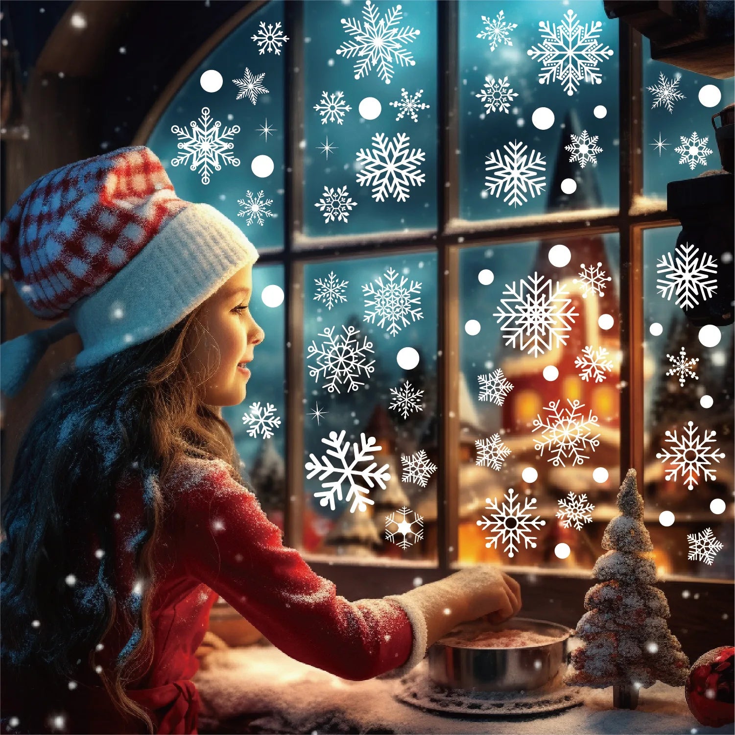 Custom Christmas Window Snowflakes Window Decals Static PVC Stickers for Christmas Decorations Window Ornaments Xmas Party